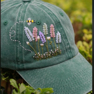 Custom Floral Baseball Cap, Daisy Hand Embroidered Baseball Cap, Wash Cotton Hat, Embroidered Denim Cap, Hat For Women, Summer Hat, Daiy Hat image 2