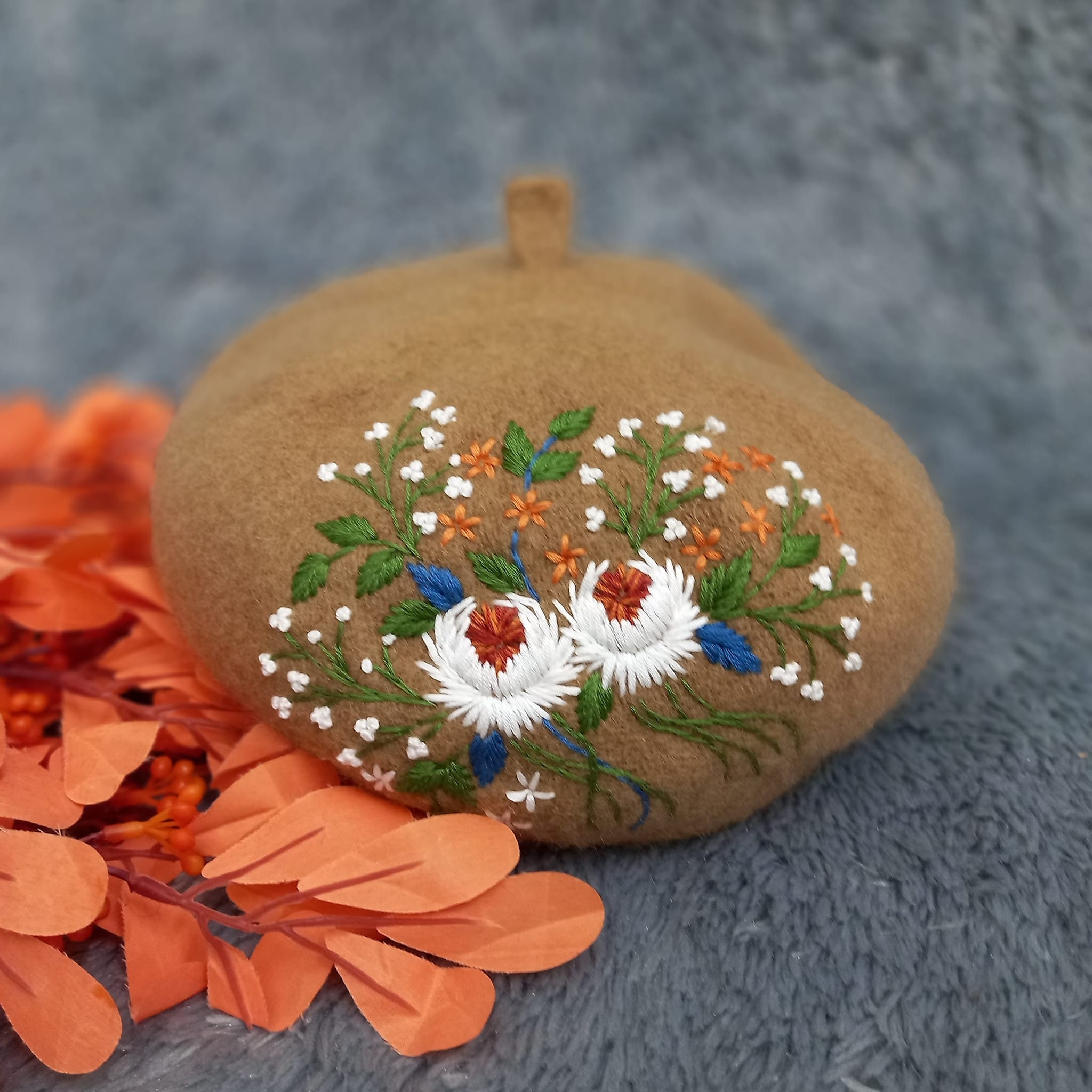 3759 Women 3d Flower Embroidery Beret Hat French Style Floral Cap il_fullxfull.6911286300_2w30.jpg main image 2