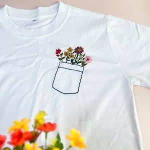 Hand Embroidery T-shirt, Custom Embroidered Tshirt, Flower Hand Embroidered Sweatshirt, Unique T-shirt, Personalized T-shirt