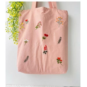 Floral bestickte Leinen Einkaufstasche mit Tasche, Wilde Blume Einkaufstasche, handbestickte Einkaufstasche, personalisierte Einkaufstasche, Einkaufstasche