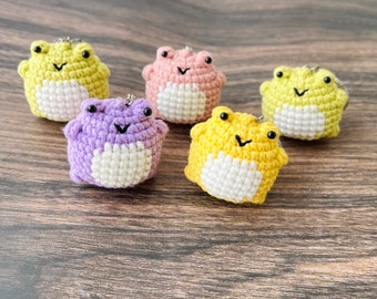 Handmade Frog keyring, Crochet  Frog, Mini Froggy keychain, Crochet Animal, Cute keychain, Crochet Keychain, Cute Gift, Fun Keyring.