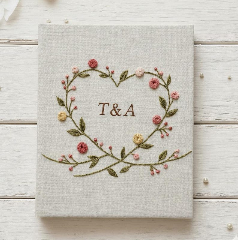 Hand Embroidered Photo Album With Sleeves, Personalized Photo Album, Anniversary Gift, Unique Photo Album, Wedding Embroidered Photo Album.