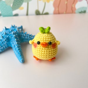 Porte-clés poulet mignon au crochet, mini porte-clés poulet au crochet, cadeau mignon, porte-clés amusant, bijou de sac