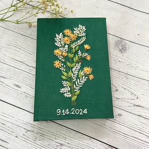Custom Hand Embroidered Notebook, Handmade Fabric Notebook, Custom diary, Daisy Notebook, Fabric Hard Cover Journal, Personalized Notebook