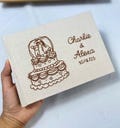Custom Hand Embroidered Guest Book, Photo Album, Wedding Cake Design, Linen Wedding Guest Book, Memory Book, Handmade Fabric Notebook product logo