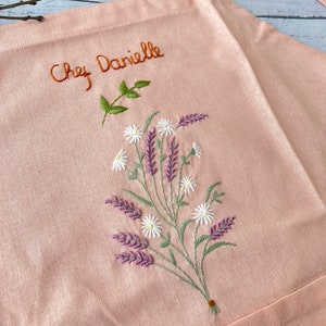 Personalized Embroidered Apron For Women, Hand-Embroidered Apron, Linen Cotton Apron, Flower Embroidery Linen Apron, Custom Apron image 10