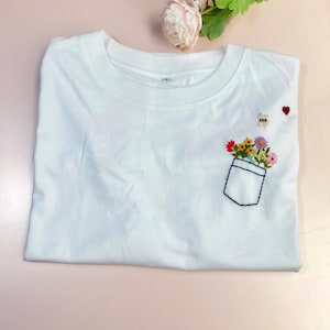 Hand Embroidery T-shirt, Custom Embroidered Tshirt, Flower Hand Embroidered Sweatshirt, Unique T-shirt, Personalized T-shirt