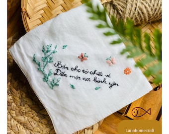 Custom Hand Embroidered Handkerchiefs,Personalized Linen Embroidered Handkerchief,Wild Flower Handkerchief,Wedding handkerchief,Wedding Gift