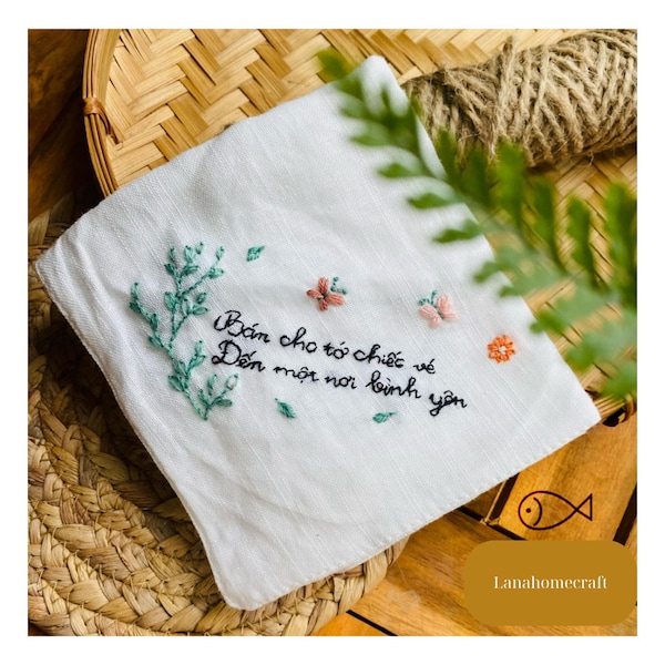 Custom Hand Embroidered Handkerchiefs,Personalized Linen Embroidered Handkerchief,Wild Flower Handkerchief,Wedding handkerchief,Wedding Gift