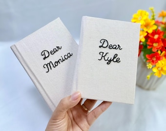 Libro de votos personalizado bordado a mano tamaño A6, libro de votos personalizado, regalo de boda, cuaderno hecho a mano