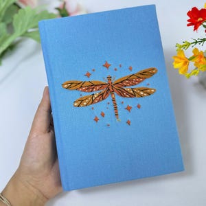 Dragonfly Handmade Notebook A5 A6, Hand Embroidered Notebook, Fabric cover Journal, Personalized Notebook, Personalized Gift, Custom Journal