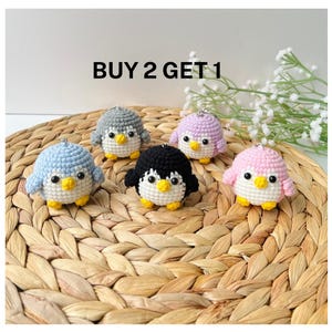 Llavero de pingüino lindo de crochet, compra 2 y llévate 1, listo para enviar, pingüino de peluche hecho a mano, llavero de crochet, lindo llavero.