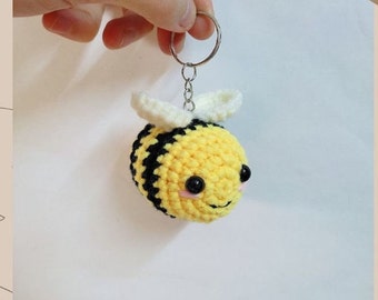 Handmade Bee keyring, Crochet Bee keychain, Mini Yellow bee, Crochet Bee, Cute keychain, Crochet Keychain, Cute Gift.