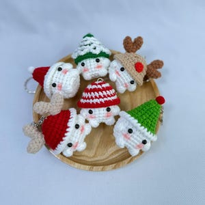 Cute Christmas Mushroom Keychain, BUY 2 GET 1, Crochet Mini Mushroom, Mushroom Themed Christmas Keychain, Christmas gift, Cute Keychain