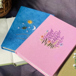 Hand Embroidered Journal Notebook A6 A5, Photo Album, Fabric Hard cover Notebook,Daisy Journal,Handmade Notebook,Custom Personalized Journal