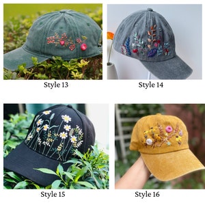 Custom Floral Baseball Cap, Daisy Hand Embroidered Baseball Cap, Wash Cotton Hat, Embroidered Denim Cap, Hat For Women, Summer Hat, Daiy Hat image 8