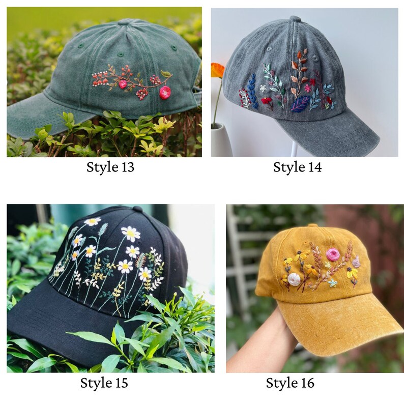 Custom Floral Baseball Cap, Daisy Hand Embroidered Baseball Cap, Wash Cotton Hat, Embroidered Denim Cap, Hat For Women, Summer Hat, Daiy Hat image 8