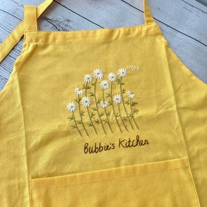 Wild Flower Embroidered Apron For Women, Hand-Embroidered Apron Personalized, Linen Cotton Apron,Flower Embroidery Linen Apron, Custom Apron image 8