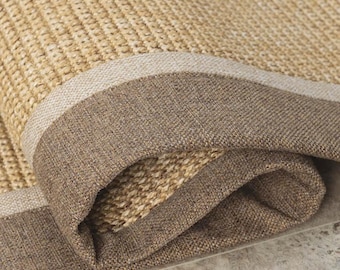 Custom Jute Sisal Look Rug with Border – Natural Fiber Runner