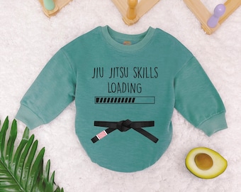 Jiu Jitsu Skills Loading Baby Romper Sweatshirt, Black Belt Romper, Future Jitsu Bodysuit, Newborn Outfit