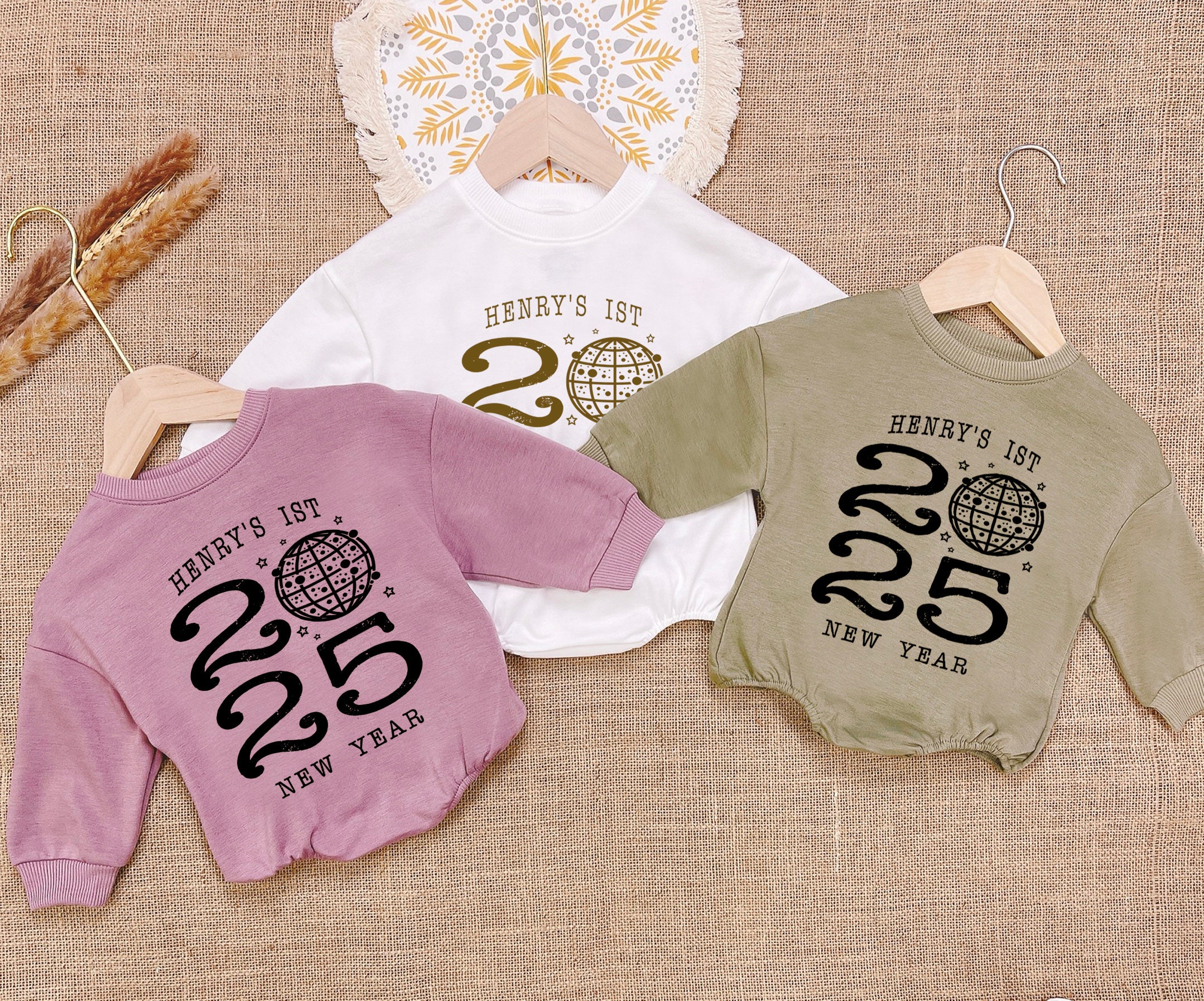 Baby First 2025 New Year Baby Romper Sweater, Custom Baby Name