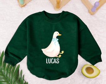 Custom Goose Birthday Baby Romper Short Sleeves, Goose One Birthday Baby Bodysuit, Personalized Baby Romper With Name Romper, Goose Lover