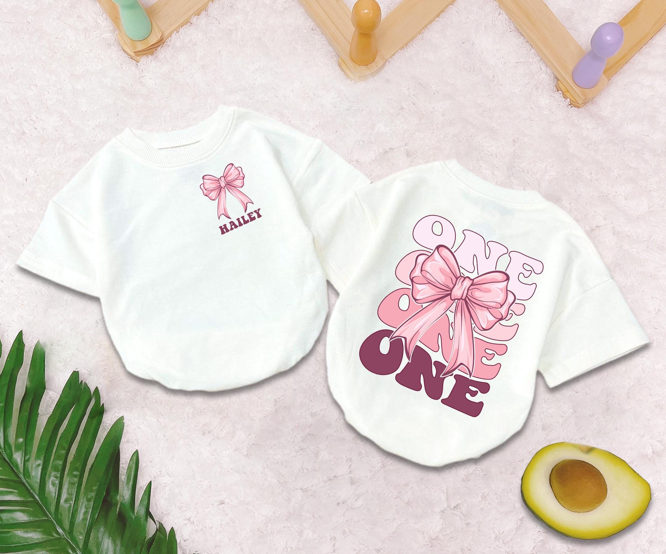 Personalized One Birthday Girl Baby Romper Short Sleeves, Pink Bow 1St Birthday Outfit, First Birthday Girl Romper, One Birthday Outfit