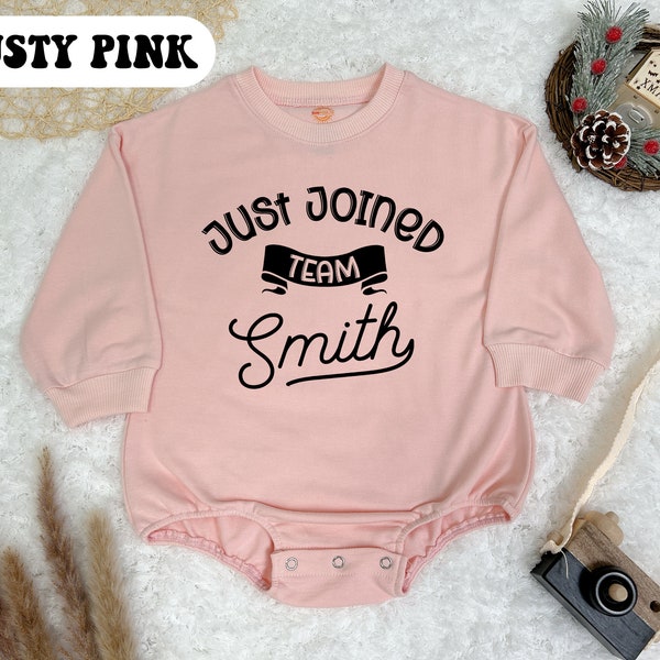 Custom Baby Boy Coming Home Romper Sweatshirt, Just Joined Team Baby Outfit, Personalized First and Last Name Romper, Custom Name Onesie