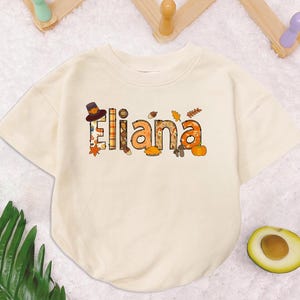 Personalized Thanksgiving Baby Name Romper Short Sleeves, 1St Birthday Thanksgiving Bodysuit, First Thanksgiving Romper, Pumpkin Baby Outfit