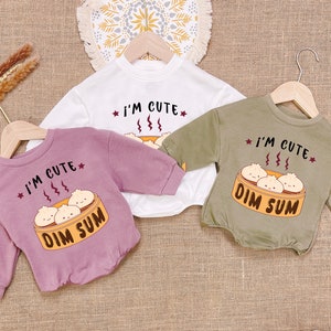 I&#39;M Cute And Dim Sum Baby Romper Sweatshirt, Asian Food Baby Romper, Dumpling Baby Bodysuit, Newborn Outfit