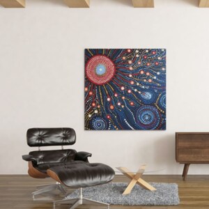 Aboriginal Art Canvas Poster, Dreamtime Sunshine, Dot Style Australian Aboriginal Art Print Digital Download image 3
