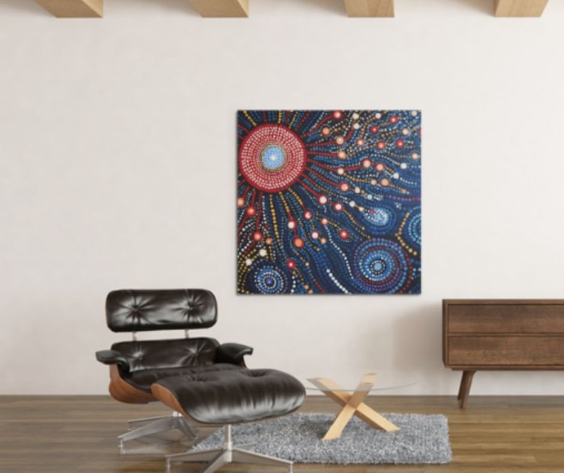 Aboriginal Art Canvas Poster, Dreamtime Sunshine, Dot Style Australian Aboriginal Art Print Digital Download image 3