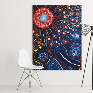 Aboriginal Art Canvas Poster, Dreamtime Sunshine, Dot Style Australian Aboriginal Art Print Digital Download image 4