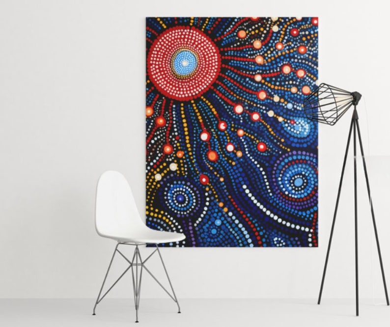 Aboriginal Art Canvas Poster, Dreamtime Sunshine, Dot Style Australian Aboriginal Art Print Digital Download image 4