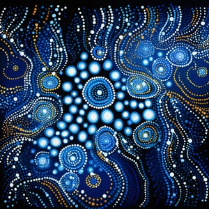 Australian Aboriginal Art, Digital Dot Style Art, Indigenous Art, Australian Art Poster, Australian Dot Art, Blue