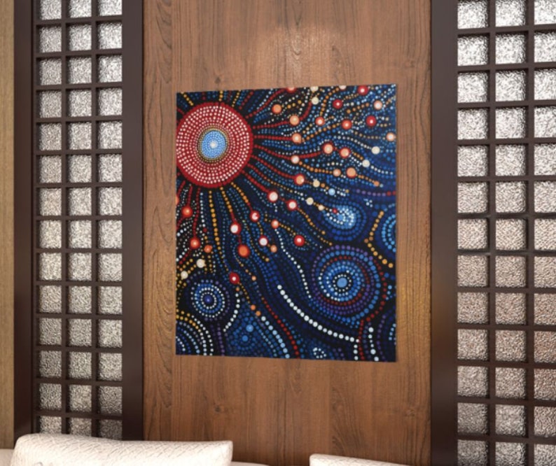 Aboriginal Art Canvas Poster, Dreamtime Sunshine, Dot Style Australian Aboriginal Art Print Digital Download image 2