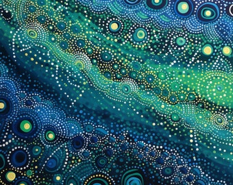 Dreamtime Sea & Sky - Aboriginal Art Canvas Poster, Dot Style Australian Aboriginal Painting Print Digital Download