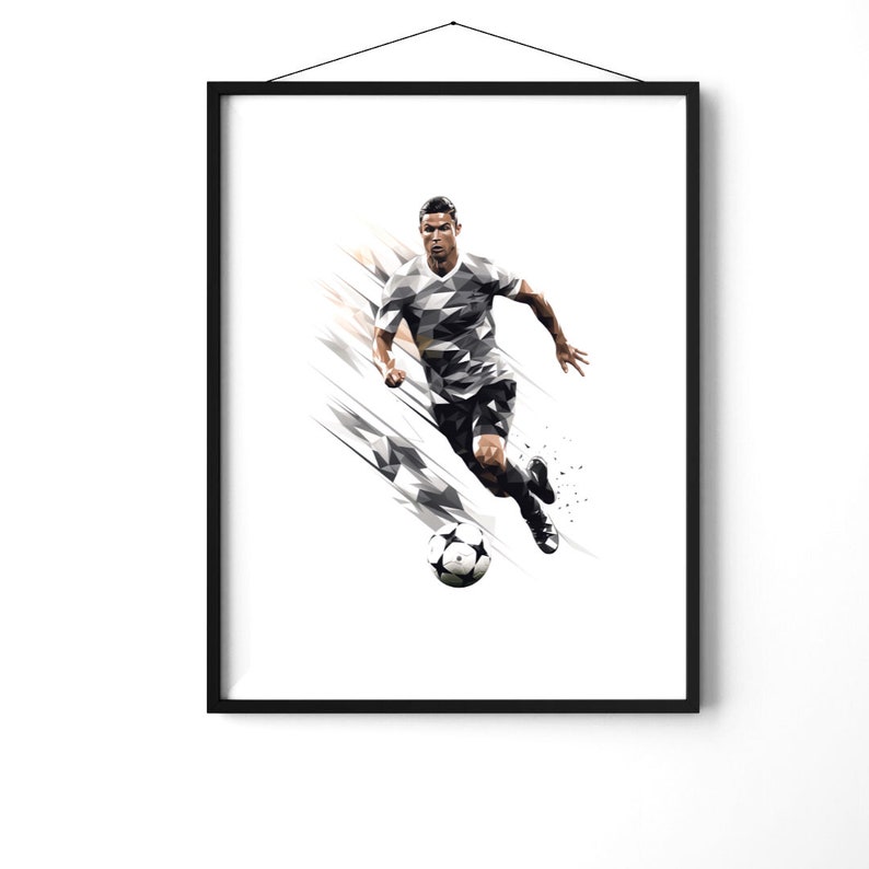 Set of 3 Football Wall Art Soccer Wall Art Ronaldo Print Teen Boys Art Teen Girls Art Coach Gift