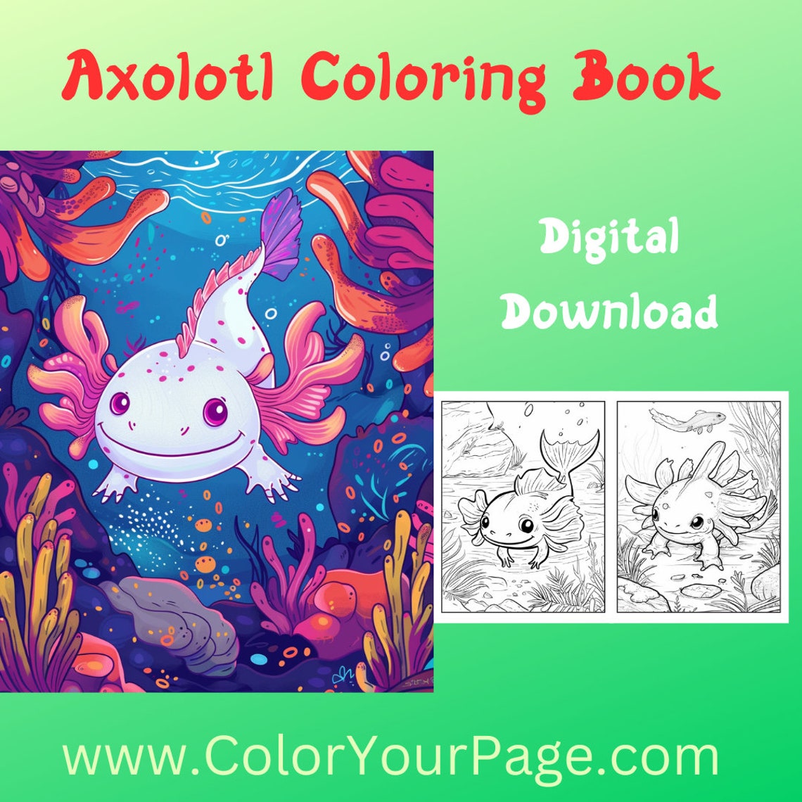 Axolotl Coloring Book for Kids, Part 1 - Etsy