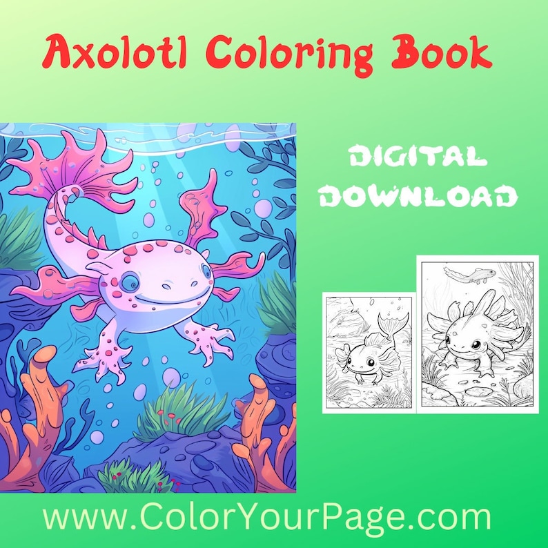 Axolotl Coloring Book for Kids, Part 1 - Etsy