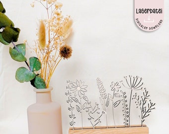 Laserbestand bloemen voor blokken SVG DXF Mooie Klötzchenfieber decoratie laserbestand plotterbestand + commerciële licentie