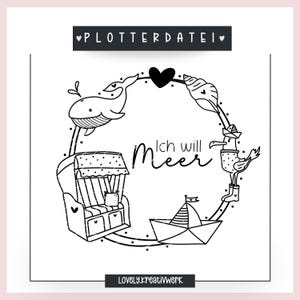 File plotter estate voglio mare illustrazioni marittime anello barca gabbiano sedia da spiaggia decorazione SVG + PNG incisione laser + licenza commerciale