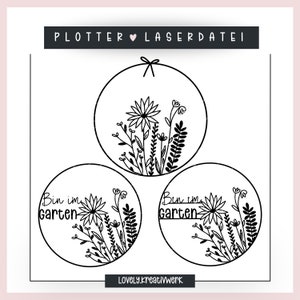 Fichier traceur couronne de fleurs sauvages suis dans la couronne de jardin SVG PNG DXF PdF fichier laser gravure couronne maison bienvenue + licence commerciale