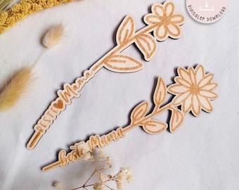 File laser Festa della mamma Fiori per la migliore mamma SVG File laser Festa della mamma + licenza commerciale