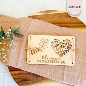 Laserdatei kleiner Wunscherfüller Geldgeschenk Holz Karte Pusteblume  SVG  Laserdatei + Gewerbelizenz