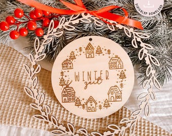 Laser file Christmas Loop Wintertime Wreath House Christmas Advent Advent SVG, DXF + Commercial license