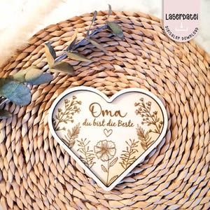 Laserdatei Oma Geschenk Schmuckteller Oma du bist die beste Wildblumen Geschenk Muttertag SVG  Laserdatei + Gewerbelizenz