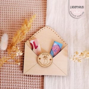 Laserbestand envelop geld cadeau Vrolijk kerstfeest of als cadeauverpakking SVG + commerciële licentie