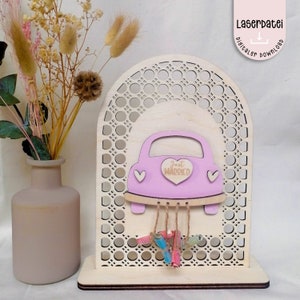 Archivo láser dinero regalo boda coche madera en SVG archivo láser ratán arco soporte regalo de boda para madera contrachapada de 3 mm + licencia comercial