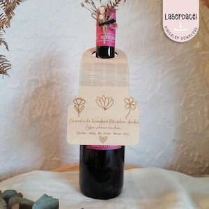 Étiquette de bouteille de fichier laser merci personnes spéciales étiquette de bouteille d’anniversaire vin champagne bois fichier laser SVG + licence commerciale